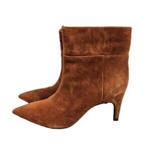 Aquatalia Marabella Brown Suede Heeled Booties Women's Size 8.5 Made in Italy